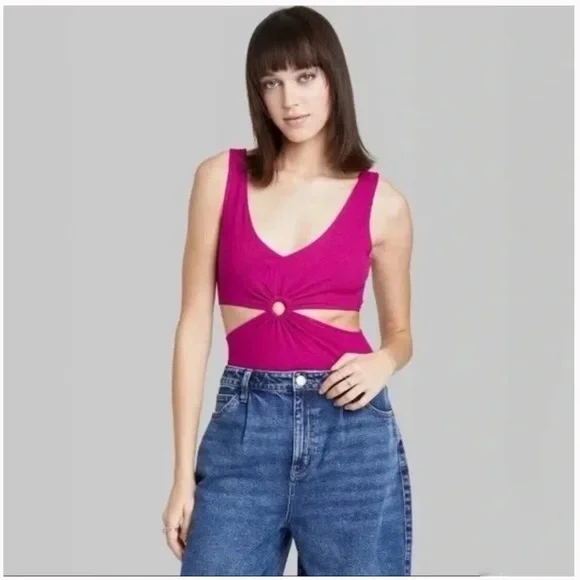 wild fable magenta cut-out bodysuit - Picture 2 of 9